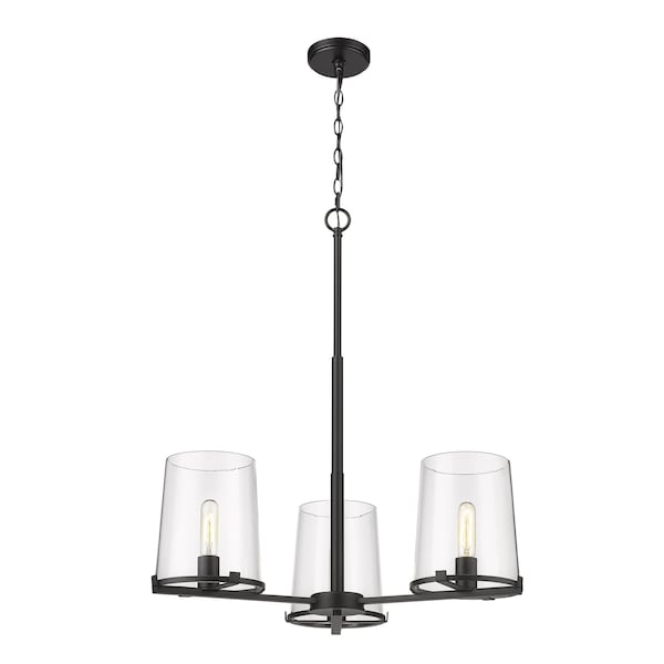 Z-Lite Callista 3 Light Chandelier, Matte Black & Clear 3032-3MB - main